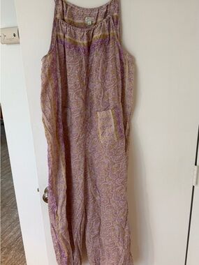 J. Crew Lavender and Yellow Paisley Sleeveless Jumpsuit